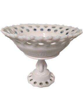 Vintage Westmoreland (Unmarked) Milk Glass Doric Lace 9" Pedestal Bowl